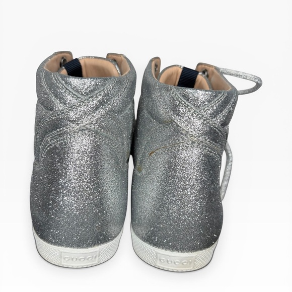 Gucci Silver Glitter Sneakers with Red and Blue Stripes Size 37 - Picture 4 of 11